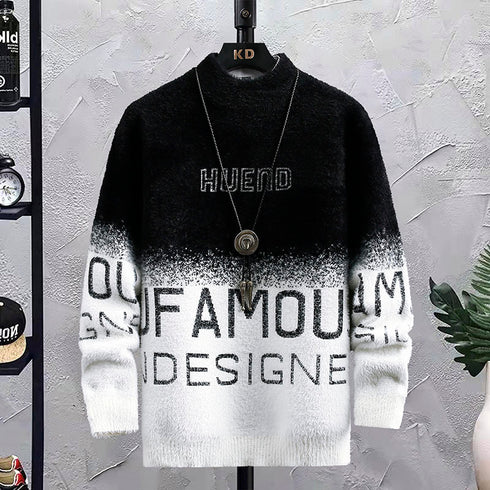 Men's Half Turtleneck Fleece Thickened Sweater